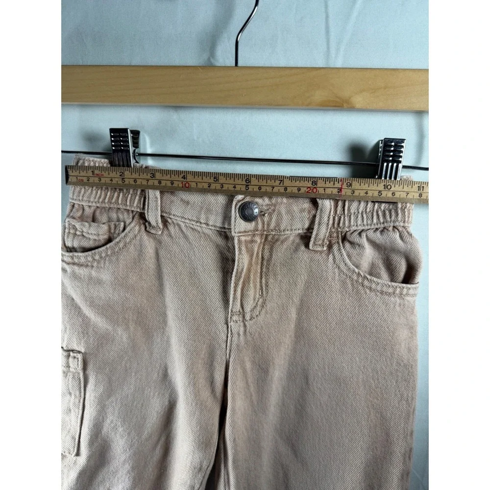 Justice‎ Girls Tan Cargo Pants Cotton Denim Utility Trousers Size 7 wide leg